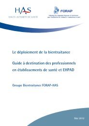 Le déploiement de la bientraitance - Haute Autorité de Santé