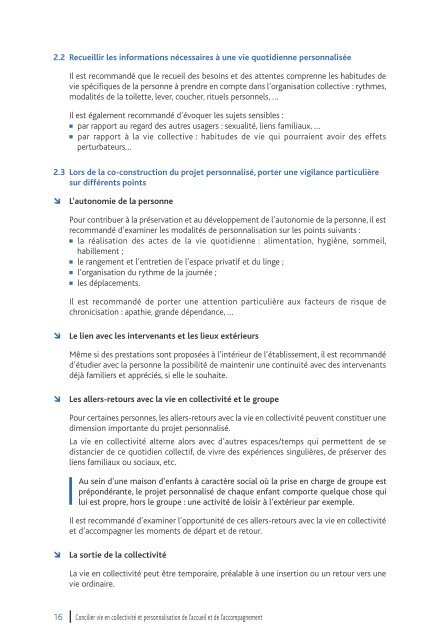 Concilier vie en collectivité et personnalisation de l'accueil et de l ...