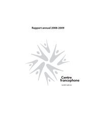 Rapport annuel 2008-2009 - Centre francophone de Toronto