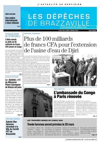 Les Dépêches de Brazzaville du Lundi 9 Mars