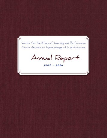 Annual Report: Part I - Department of Education - Concordia University