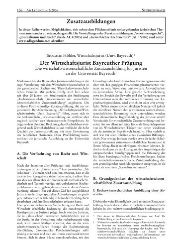 Der Wirtschaftsjurist Bayreuther Prägung ... - Ad Legendum