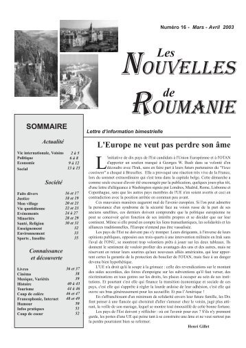 Édition 2003-03-01 (PDF document) - les nouvelles de roumanie