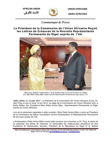 Lettres de Créances - Ambassadeur du Niger ... - African Union