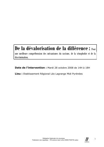 De la dévalorisation de la différence : Pour - Démocratie et Courage