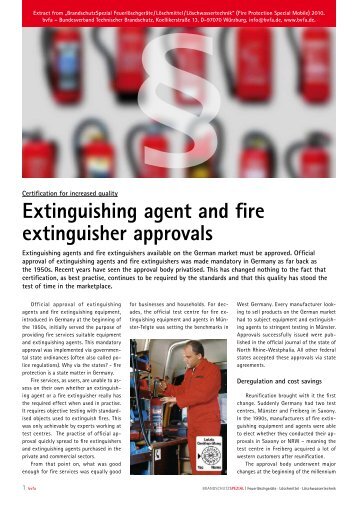 Extinguishing agent and fire extinguisher approvals - bvfa