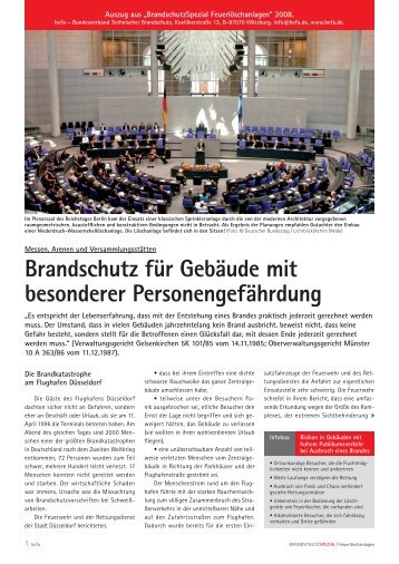 Brandschutz für Gebäude mit besonderer Personengefährdung - bvfa