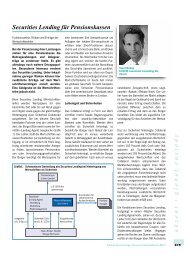 Securities Lending für Pensionskassen - Ecofin