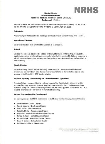 Spring 2011 Board Meeting Minutes - NRHS