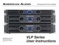 Manual for American Audio VLP-1500 Power Amplifier