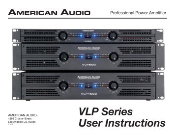 Manual for American Audio VLP-1500 Power Amplifier