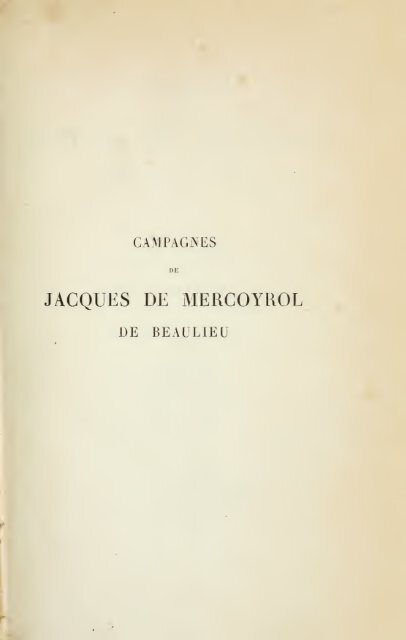 Mémoires de Jacques de Mercoyrol de Beaulieu