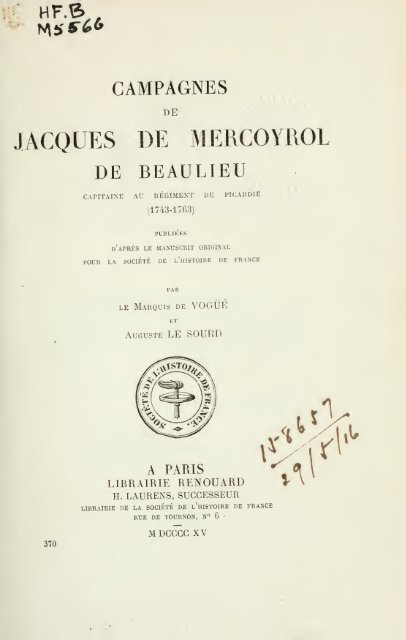 Mémoires de Jacques de Mercoyrol de Beaulieu