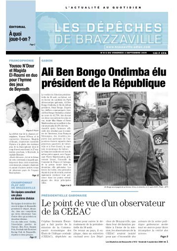 Les Dépêches de Brazzaville du Vendredi 4 Septembre