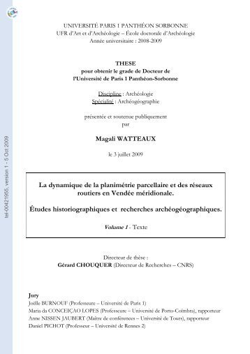 La dynamique de la planimétrie parcellaire et des réseaux routiers ...