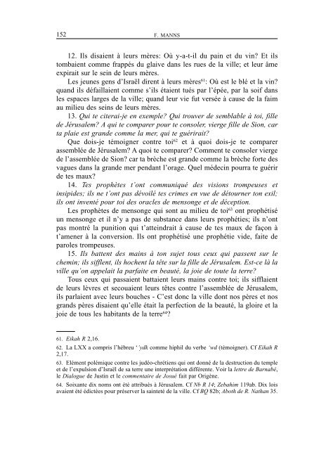 Le Targum Lamentations - Manuscrit Urbinati 1. Traduction et