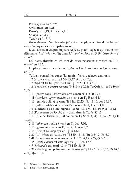 Le Targum Lamentations - Manuscrit Urbinati 1. Traduction et