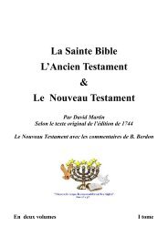 le premier livre de moise dit la genese - Nouvelle Naissance