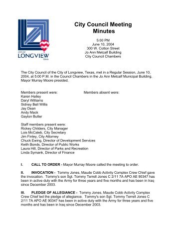 City Council Meeting Minutes - City Government - City of Longview