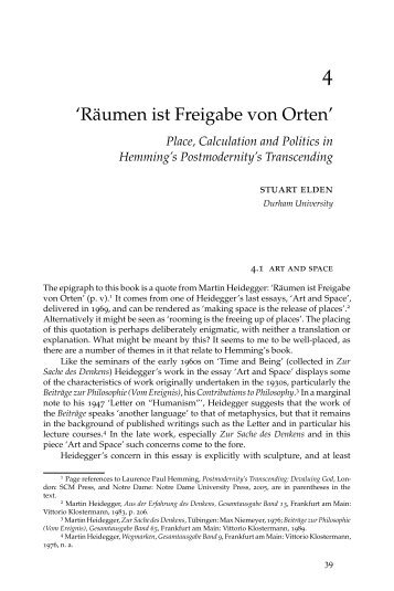 'Räumen ist Freigabe von Orten'