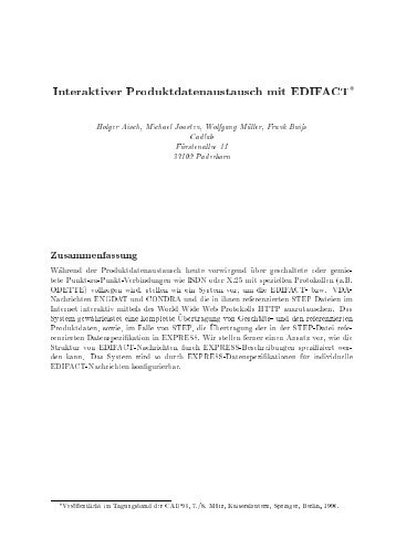 Interaktiver Produktdatenaustausch mit EDIFACT