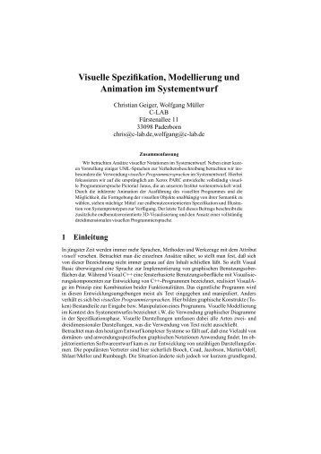 Visuelle Spezifikation, Modellierung und Animation im Systementwurf