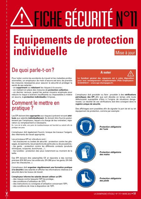 Les règles de port des EPI (Équipement de Protection Individuel