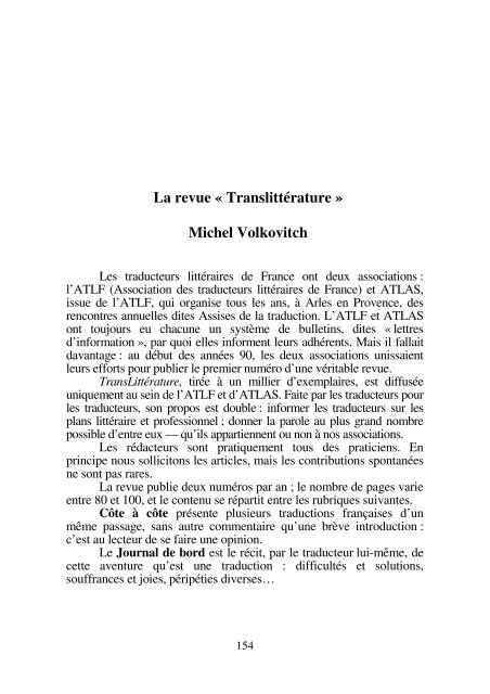 Atelier de Traduction No 1 2004 - Facultatea de Litere și Științe ale ...