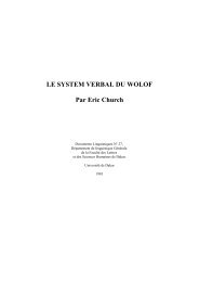 LE SYSTEM VERBAL DU WOLOF Par Eric Church - Paul-Timothy