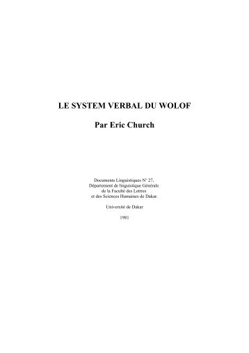 LE SYSTEM VERBAL DU WOLOF Par Eric Church - Paul-Timothy