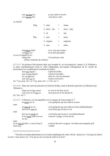 LE SYSTEM VERBAL DU WOLOF Par Eric Church - Paul-Timothy