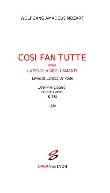 COSI FAN TUTTE - Opéra de Lyon