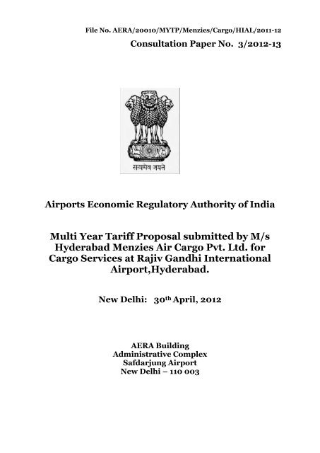 Consultation Paper No 3 2012 13 Multi Year Tariff Proposal Aera