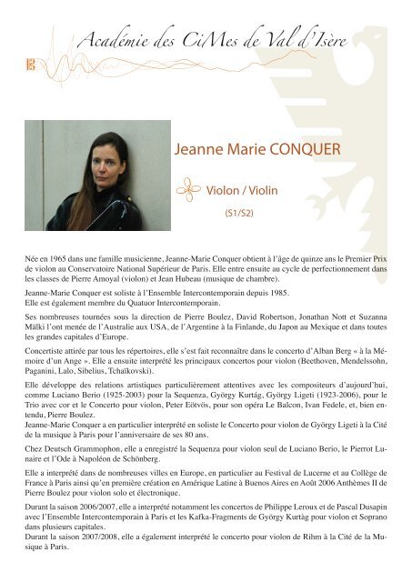 Jeanne Marie CONQUER - Académie Musicale de Val d'Isère