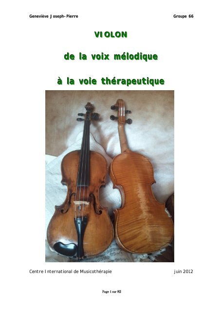 Violon, de la voix mélodique à la voie thérapeutique