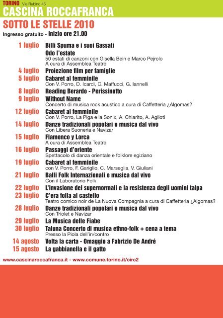 gli appuntamenti nel territorio (PDF) - Città di Torino