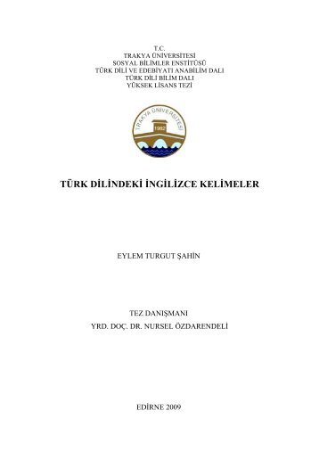 TÜRK K DİLİN NDEKİ İNGİL LİZCE K KELİM MELER
