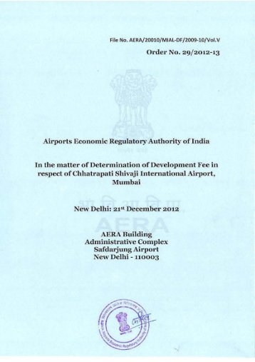 Order No. 29/2012-13 Airports Economic Regulatory ... - AERA