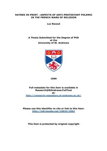 Luc Racaut PhD Thesis - University of St Andrews