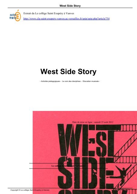 West Side Story - Le collège Saint Exupéry à Vanves