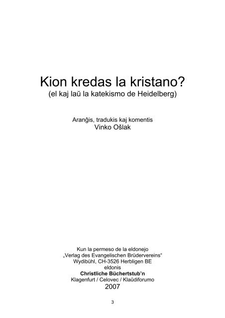 Katekismo - Kristana Misio en Esperanto