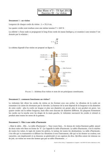 TS Spé 2013 Exercice III – Le violon - Cours de M. Chaurand