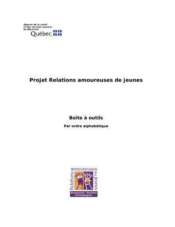 Projet Relations amoureuses des jeunes - Boite à outils - accueil