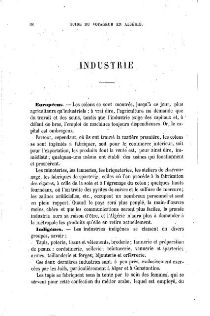 Guide Filias du voyageur en Algérie, 1865 - Accueil