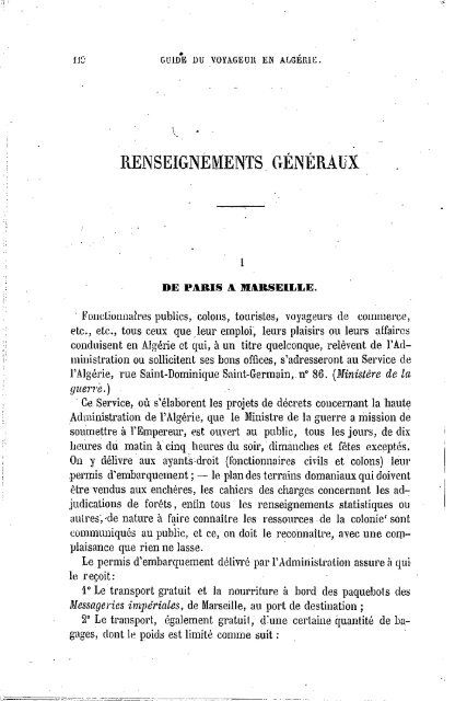 Guide Filias du voyageur en Algérie, 1865 - Accueil