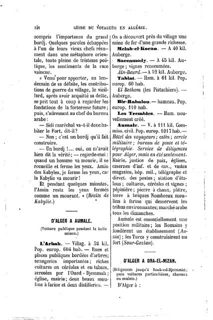 Guide Filias du voyageur en Algérie, 1865 - Accueil