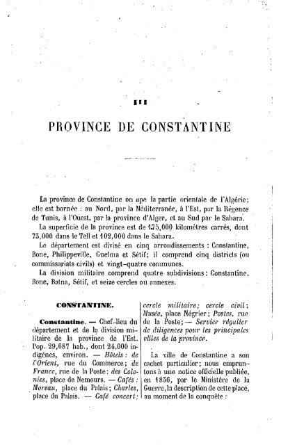 Guide Filias du voyageur en Algérie, 1865 - Accueil