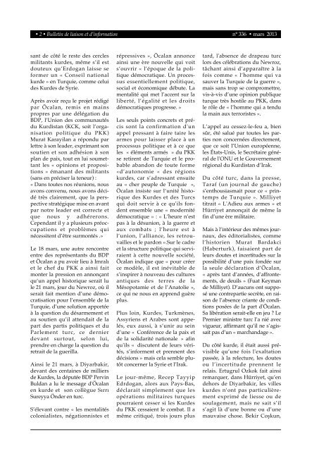 Bulletin de liaison et d'information - Institut kurde de Paris