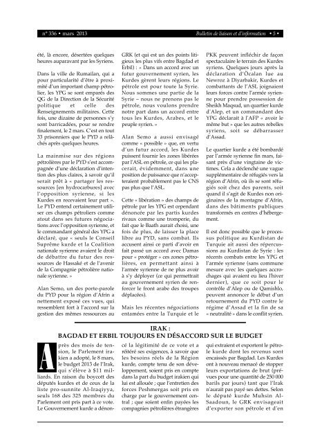 Bulletin de liaison et d'information - Institut kurde de Paris