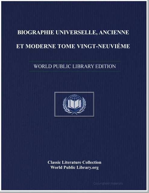 biographie universelle, ancienne et moderne tome vingt-neuviéme